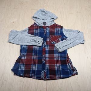 Rue 21 Plaid Button Down Flannel Hoodie (M)
